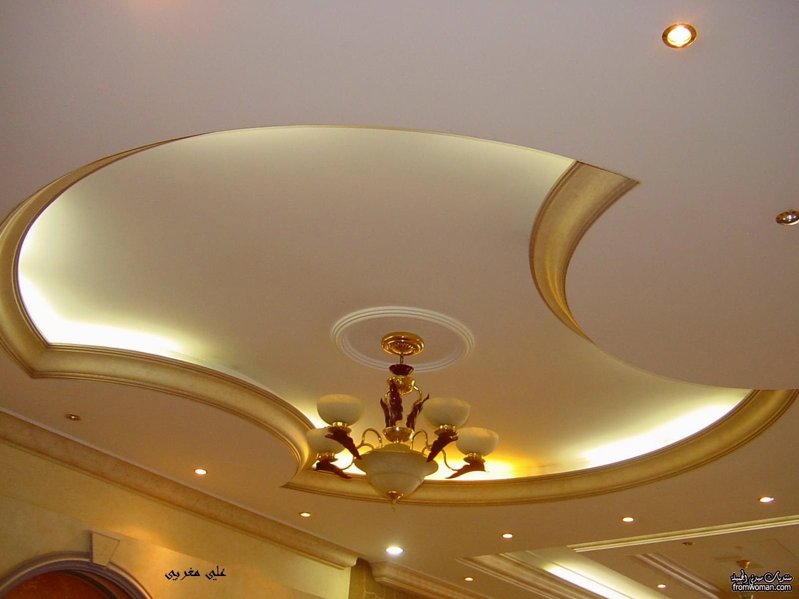 4 Curved gypsum ceiling designs for living room 2015