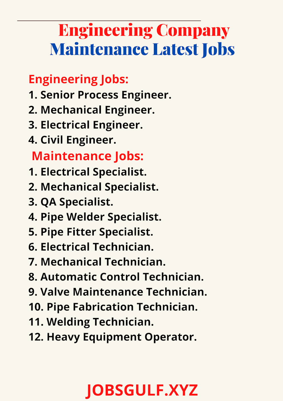  Engineering Company Maintenance Latest Jobs