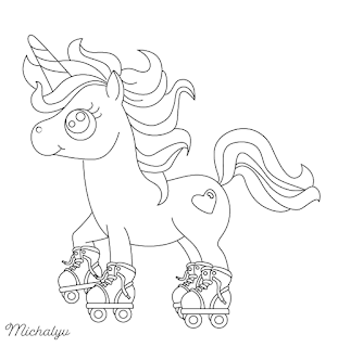 Unicorn on skates coloring pages