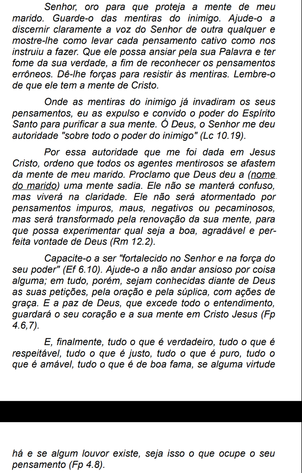Orações retiradas do livro "O poder da Esposa que Ora" Orações retiradas do livro "O poder da esposa que ora"
