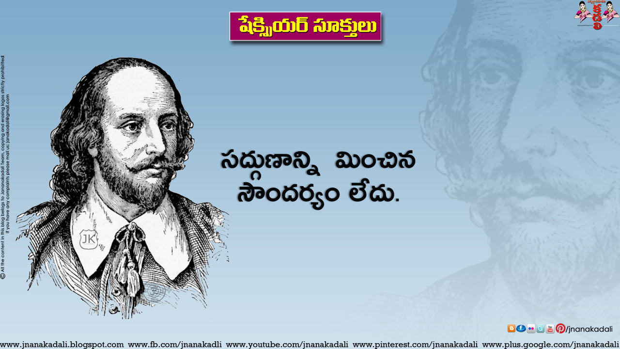 William Shakespeare Inspirational Quotations Sayings Messages Speeches In Telugu Brainysms