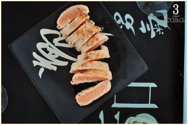 sashimi de salmão grelhado simples