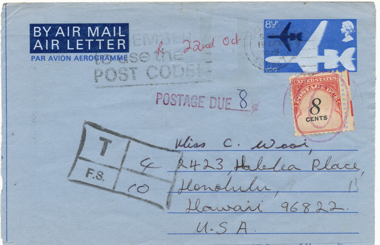 Aerogrammes & Airletters Philatelic Archeology UK Taxed Aerogramme