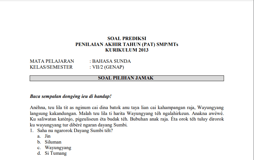 Download Soal Pat Bahasa Sunda Kelas 7 Kurikulum 2013 Plus Kunci Jawaban Download Soal Pat Bahasa Sunda Kelas 7 Kurikulum 2013 Plus Kunci Jawaban