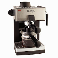 Mr Coffee ECM160 4-Cup Steam Espresso Machine - make your own espresso, cappuccino or latte, easy to use, glass decanter with measure marks, stay-cool handle, non-drip spout, drip tray, cup warmer