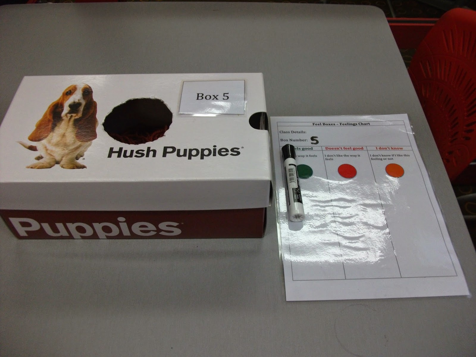 K4's Kool Blog Feely boxes feeling chart fun with Karen.G in the