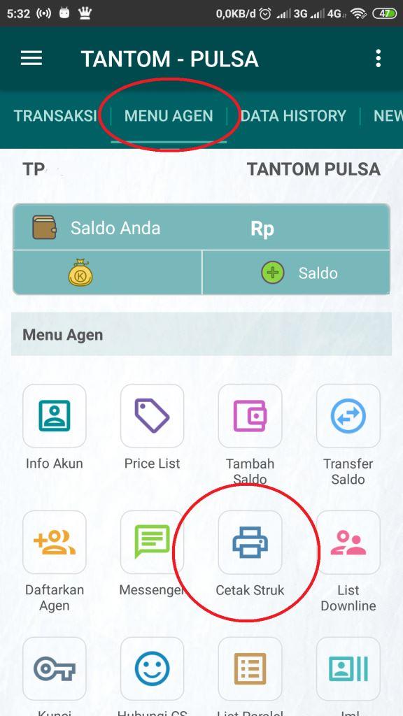 Gerbang Kreatif CETAK STRUK TRANSAKSI TANTOM PULSA