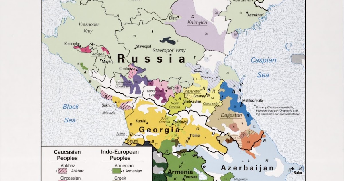 Ethnolinguistic groups in the Caucasus region (1993) | Old New Maps