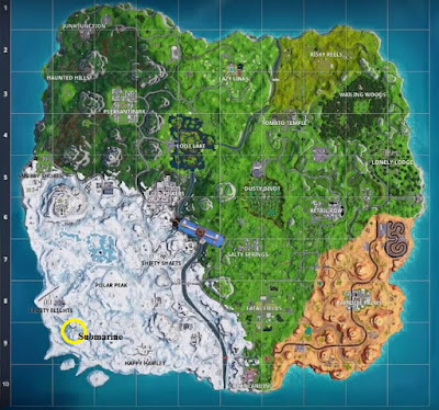 Submarine Location Map, Fortnite BR