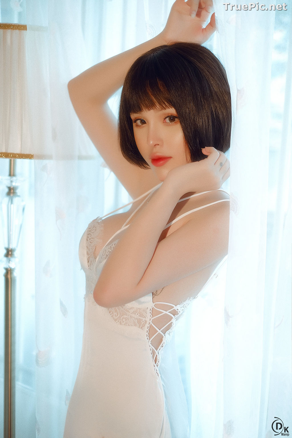 Image Vietnamese Model – Cute Short-haired Girl in White Sexy Sleepwear - TruePic.net - Picture-15