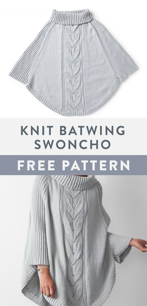 Amazing Knitting Knit Batwing Swoncho Free Pattern