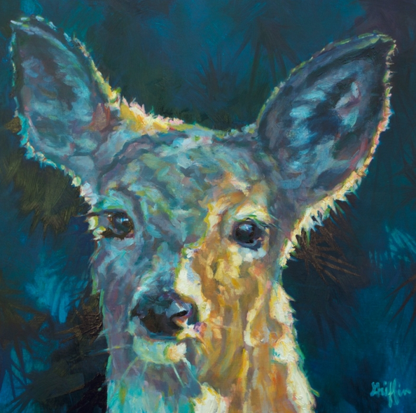 Colorful Contemporary Wildlife Art Deer Painting "Violet" by