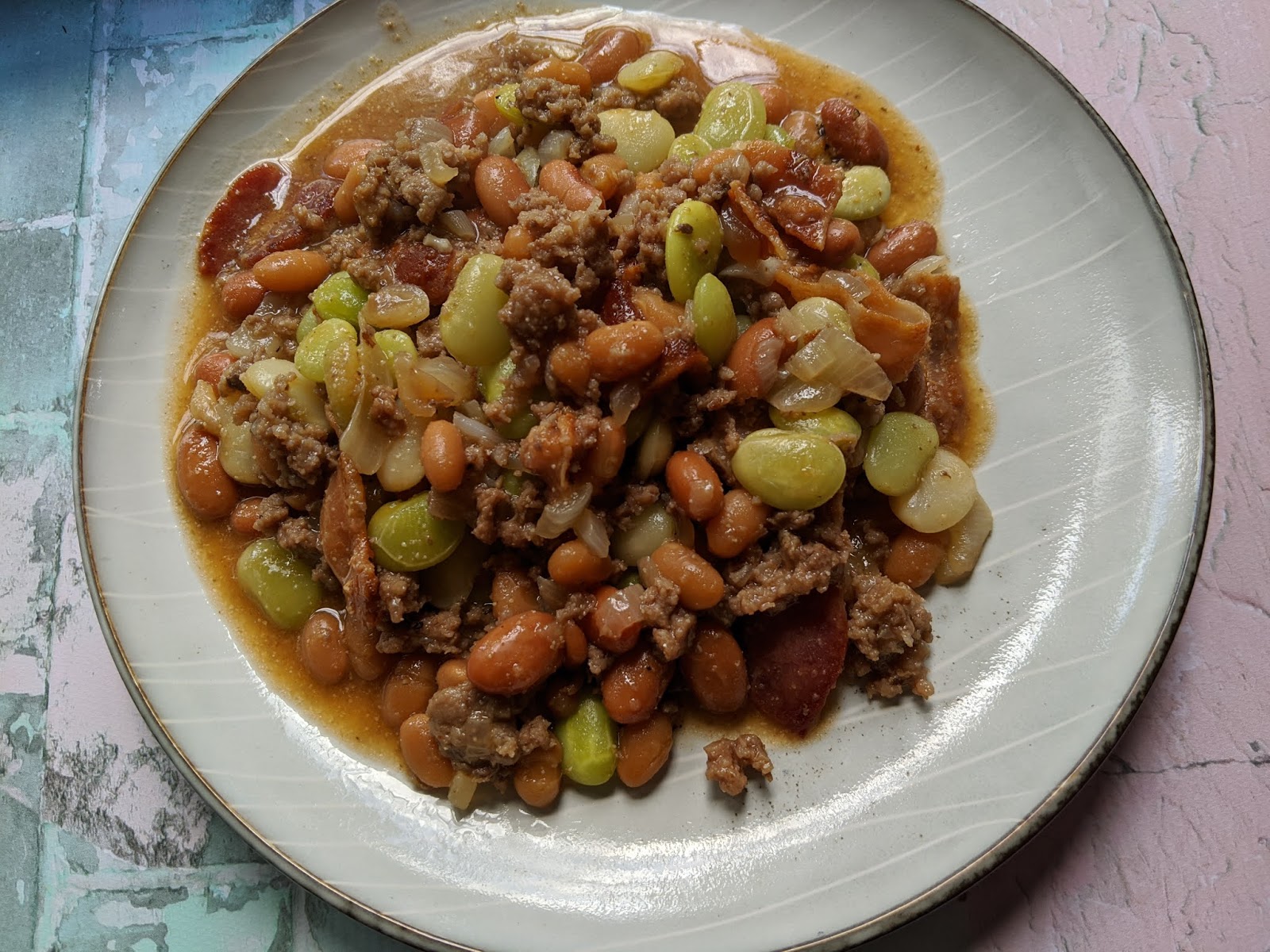 Calico Beans with Beef and Bacon