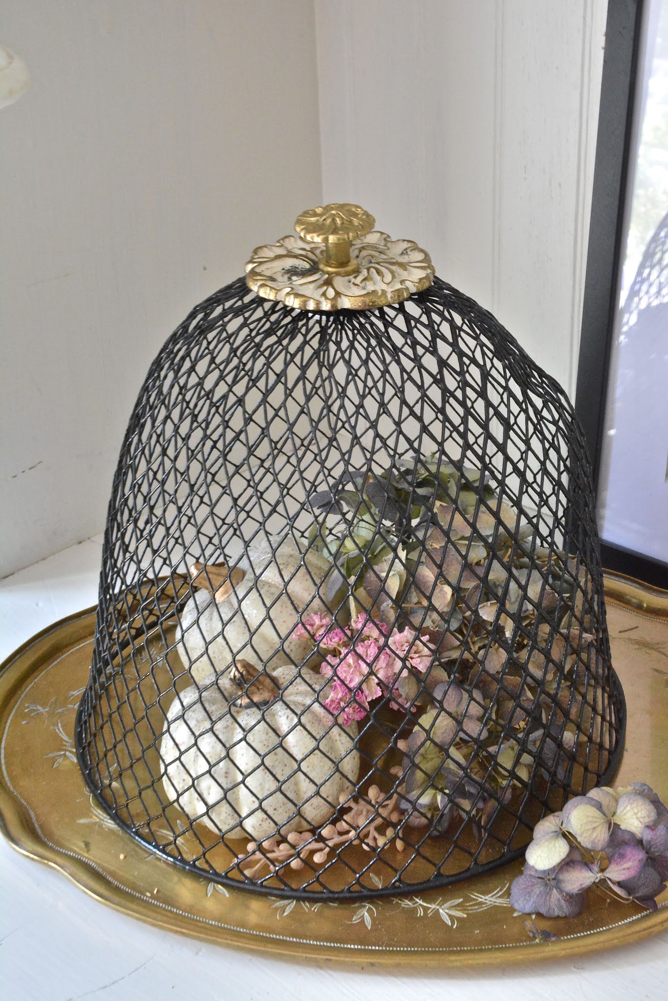 Let's Add Sprinkles Dollar Tree Trash Basket Into Wire Cloche/Pinterest Challenge