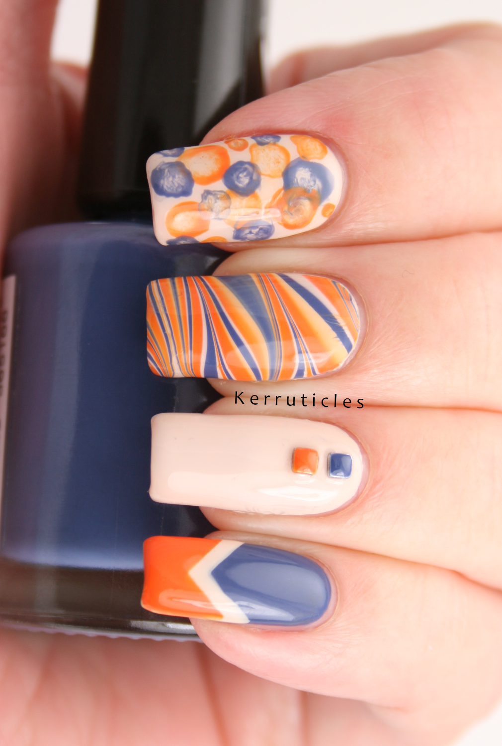 Blue and orange manicure!