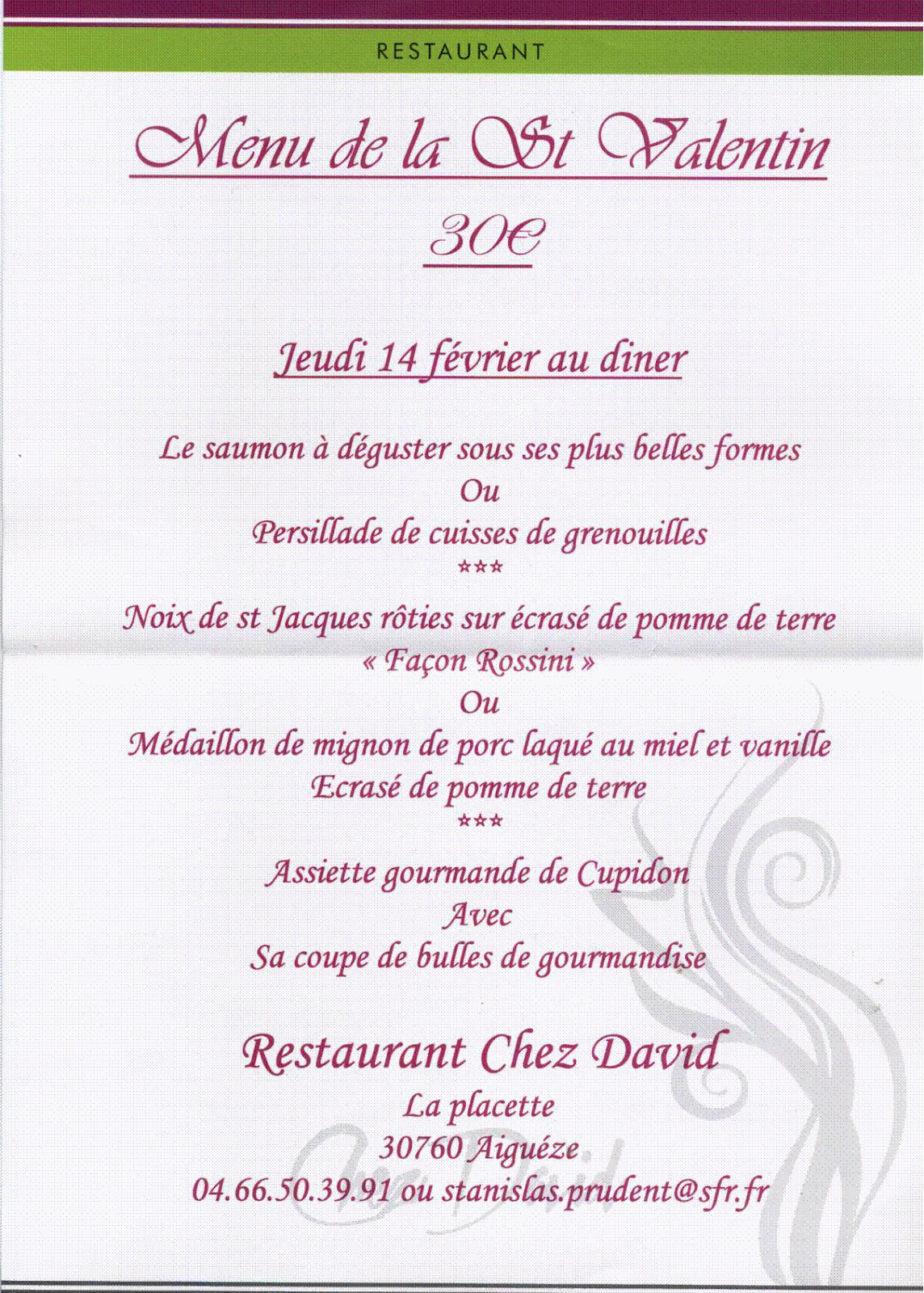 AIGUEZE L'un des plus beaux villages de France: MENU GASTRONOMIQUE POUR