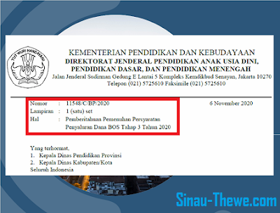 Edaran Pemenuhan Persyaratan Penyaluran Dana Bos Tahap 3 Tahun 2020 Sinau Thewe Com