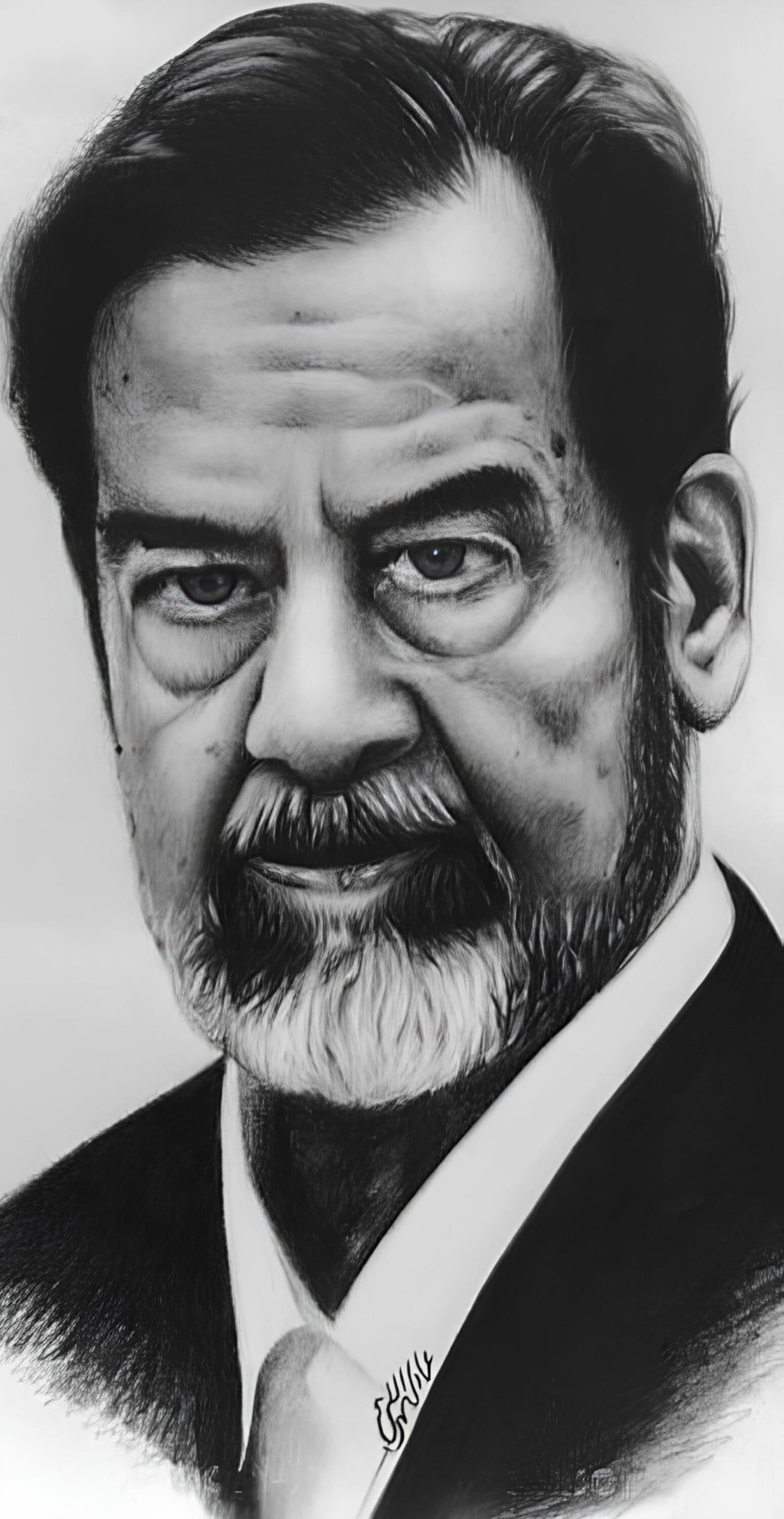 خلفية صدام حسين رسم بيضاء وسوداء بجودة عالية 4K