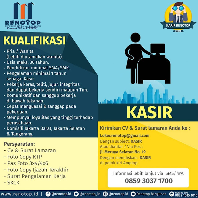 Lowongan Besar Besaran Renotop Supermarket Bahan Bangunan Juli 2020 Serangid