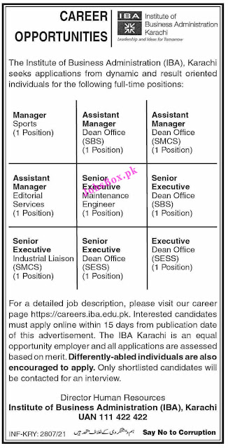 Institute of Business Administration IBA Karachi Jobs 2021 – careers.iba.edu.pk