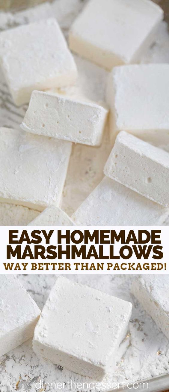 Homemade Marshmallows made from gelatin, sugar, corn syrup, and vanilla extract are sweet, fluffy, and incredibly EASY to make!