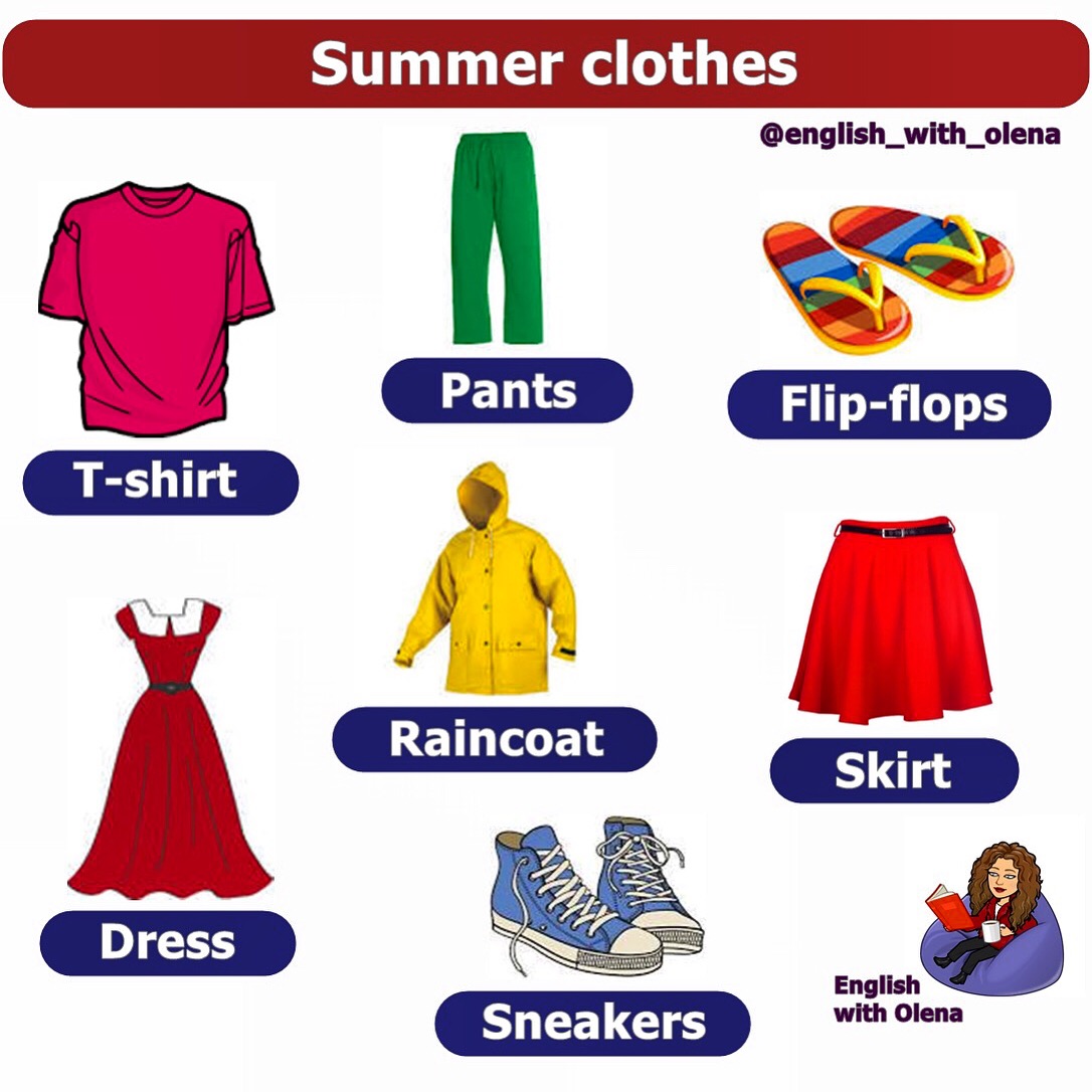 English With Olena Summer Clothing Vocabulary