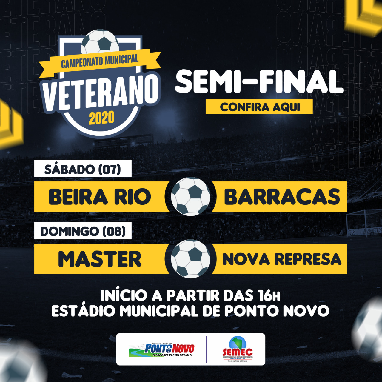 Ponto Novo Semifinais do Campeonato Municipal de Veteranos acontecem