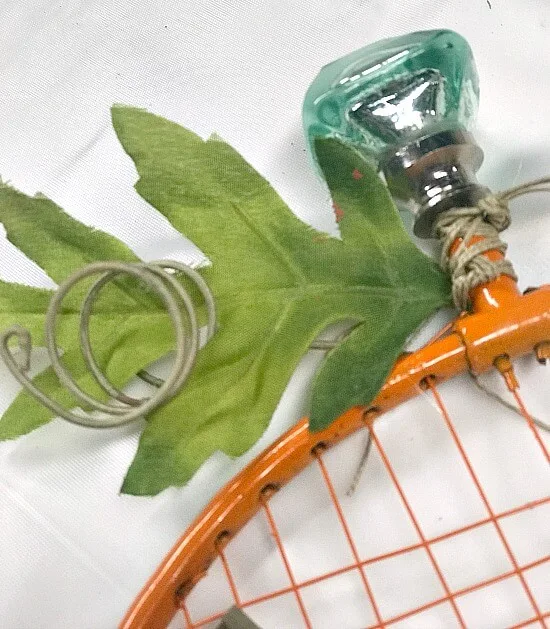 DIY Repurposed Badminton Racket Pumpkin Photo Display