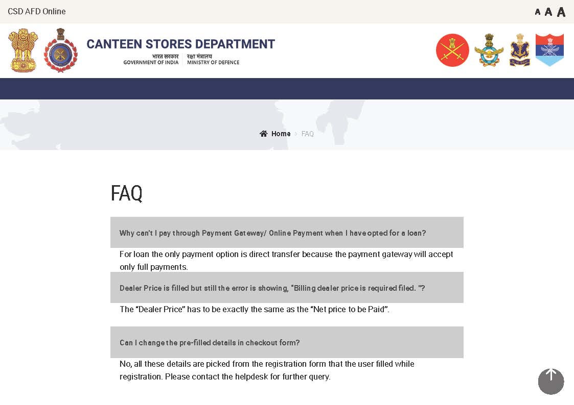 afd.csdindia.gov.in login Online Portal buy AFD items on CSD Military