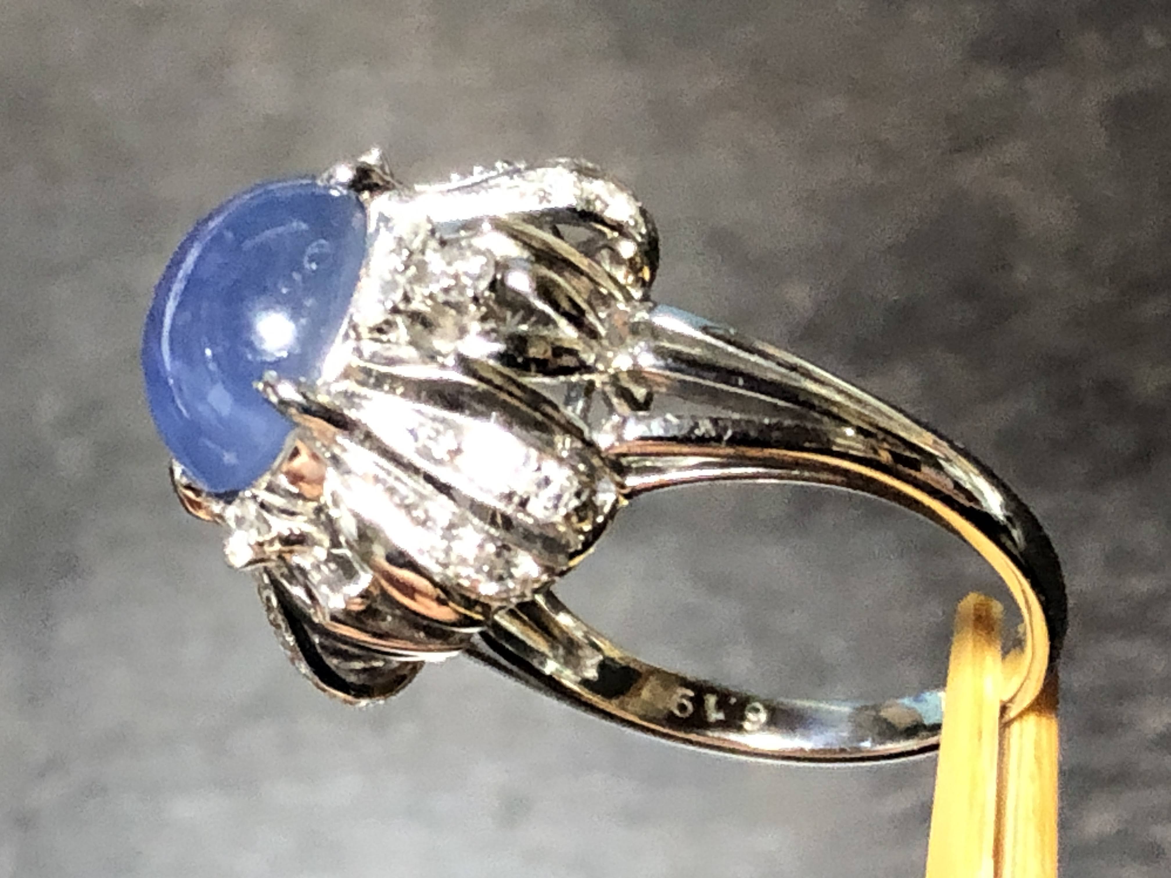 P.M 陽刻 スターサファイア ダイヤモンド リング 年代物 日本製