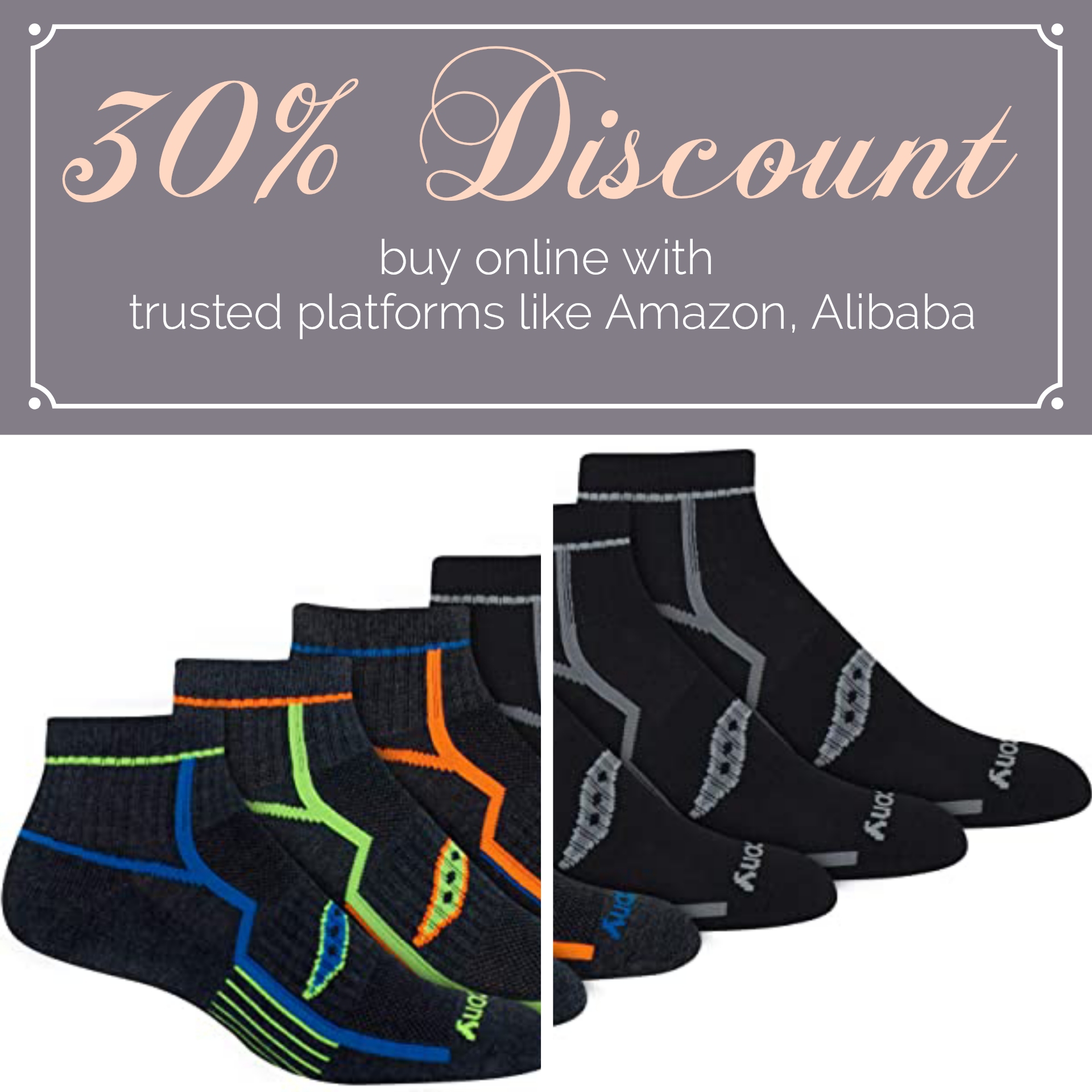 discount on Saucony Men's MultiPack Bolt Performance Quarter Socks
