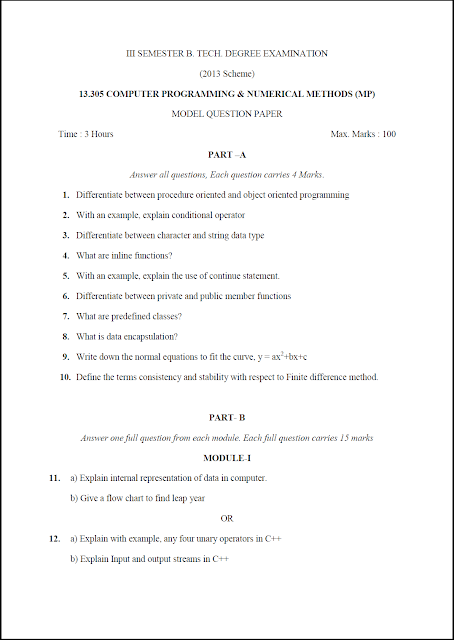 Kerala University B.Tech Computer Programming & Numerical Methods ( MP ...