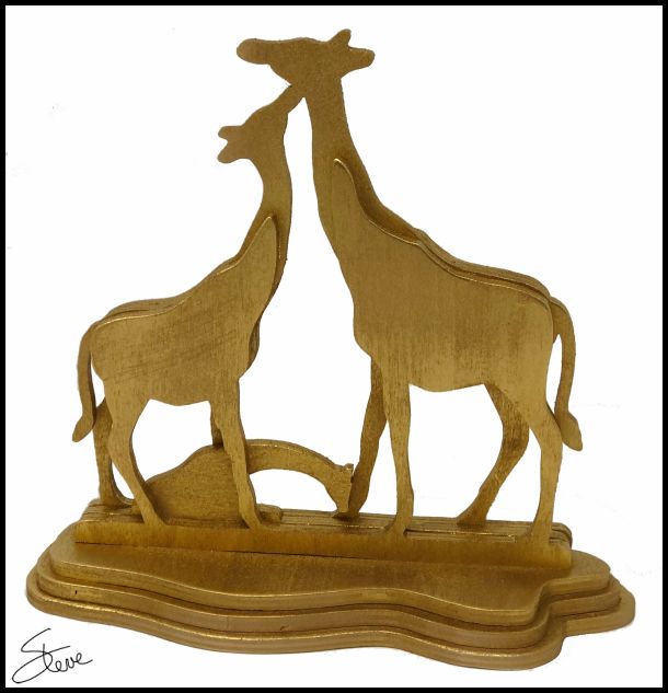 Scrollsaw 3D Giraffe Family Art Scroll Saw Pattern.
