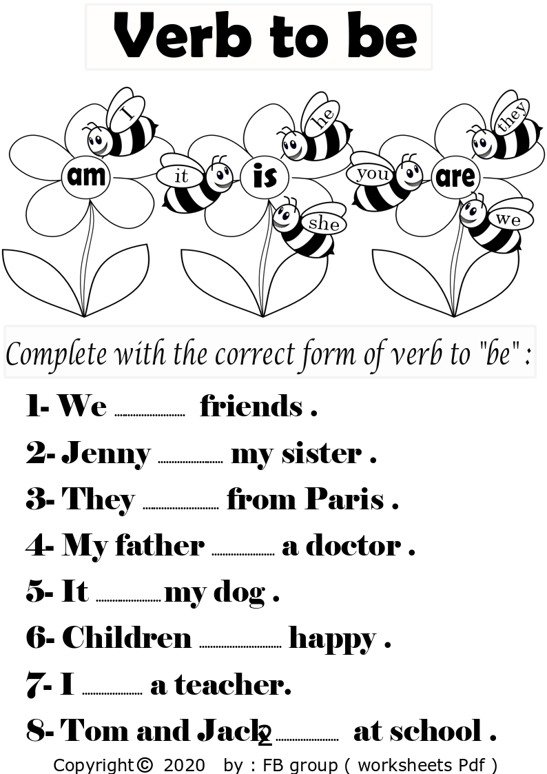 Verb To Be For Beginners Worksheet Pdf