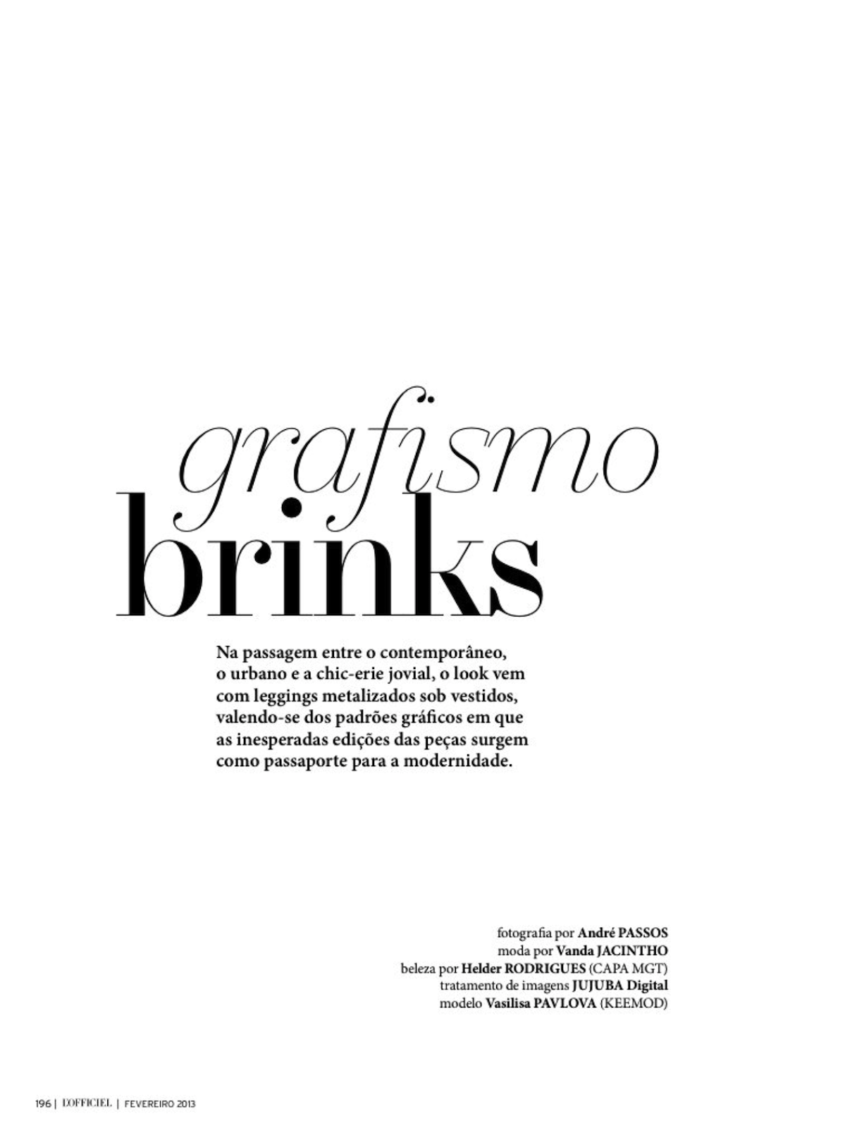 grafismo brinks: vasilisa pavlova by andre passos for l'officiel brasil ...