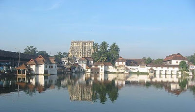 Picture of Sree Padmanabhaswamy Temple seen from Padmatheertham Pond near Trivandrum