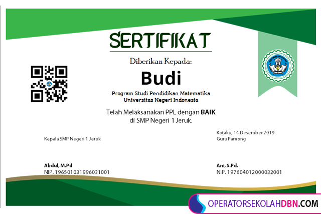 Download Contoh Sertifikat Progaram Pengalaman Lapangan