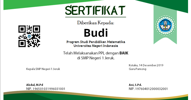Download Contoh Sertifikat Progaram Pengalaman Lapangan Ppl Di Sekolah Operatorsekolahdbn Com Informasi Pendidikan Indonesia