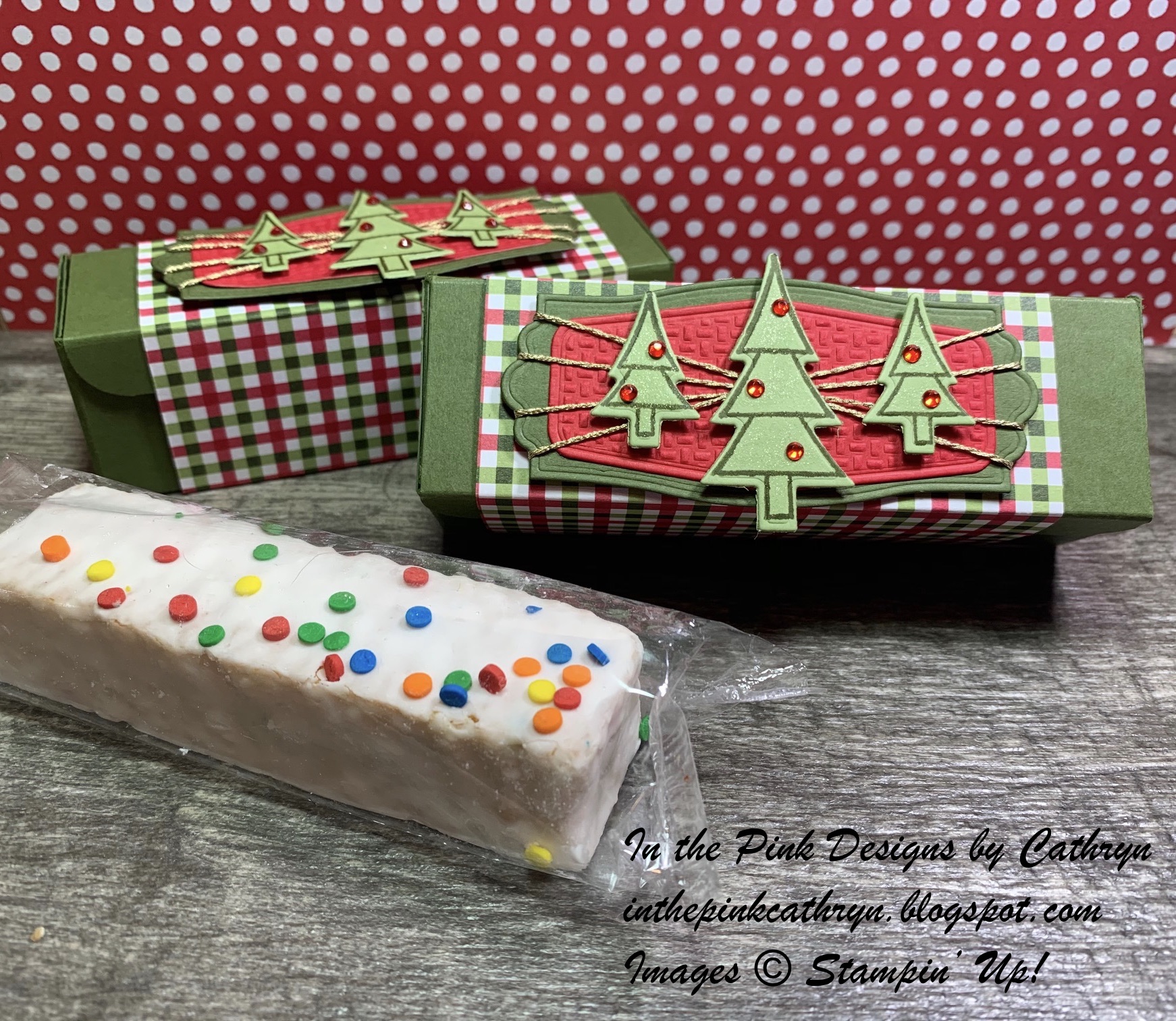 In the Pink, Designs by Cathryn Little Debbie CHRISTMAS TREE CAKE BOX