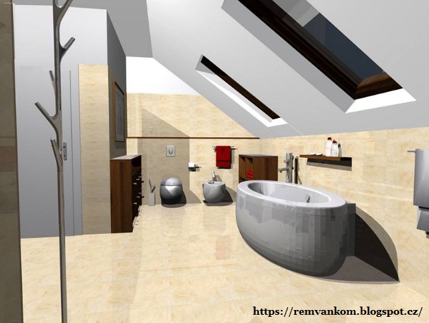 Дизайн проект ванной комнаты на мансарде. Вариант второй