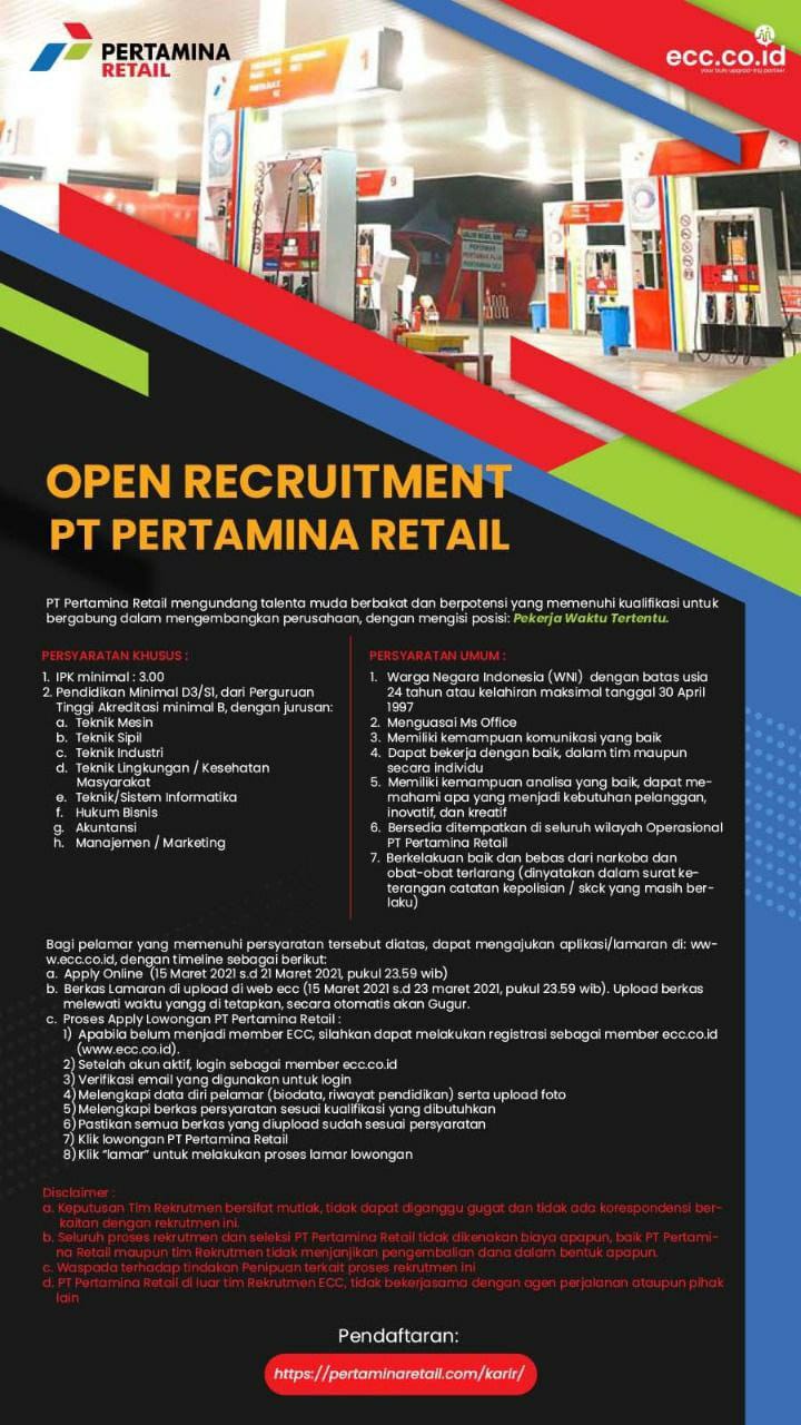 Lowongan Kerja PT Pertamina Retail Maret 2021