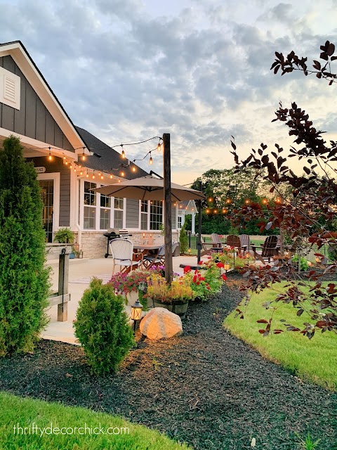 long patio design with dining area