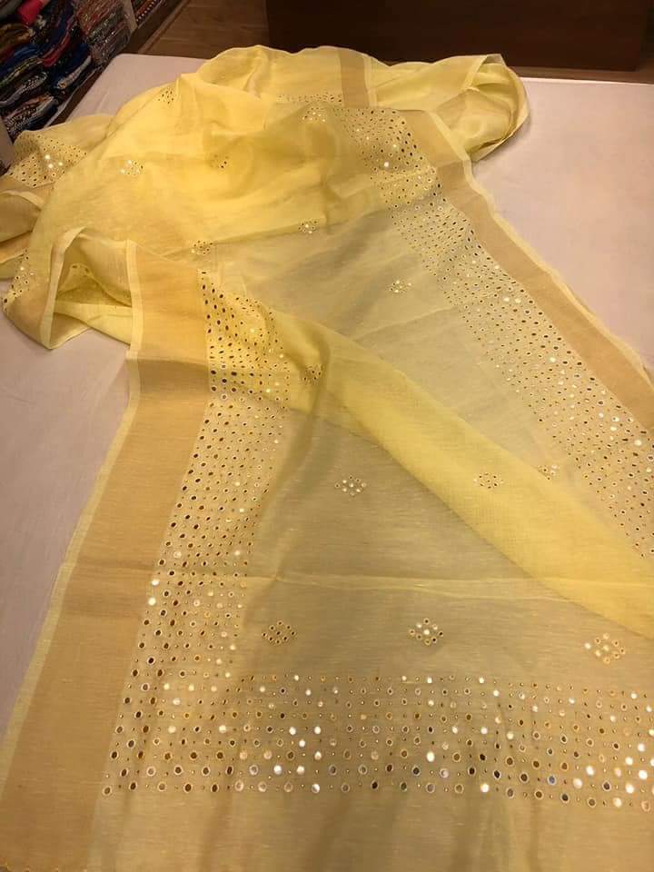 Mirror Work lenin sarees