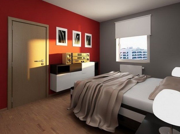 Red And Grey Bedroom