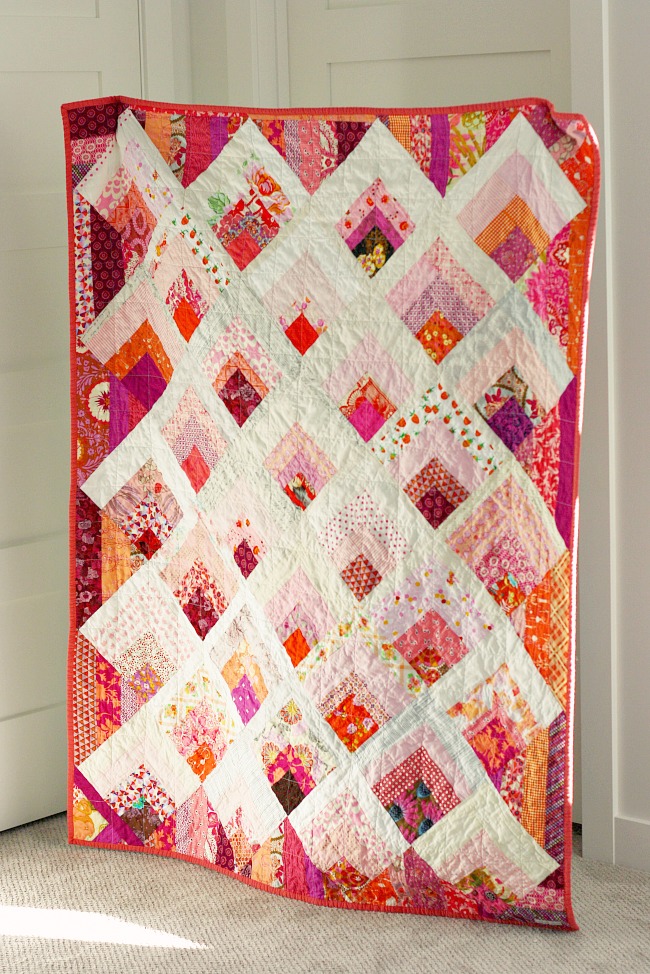 Pink Quilt on Point Blue Elephant Stitches