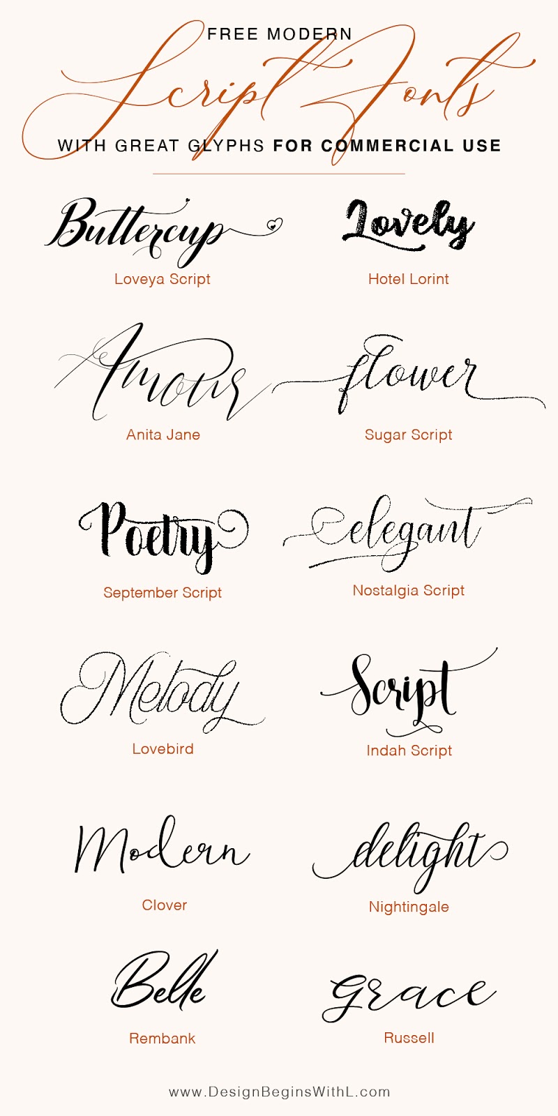 Free Modern Script Fonts With Stylish Glyphs For Commercial Use