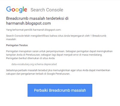 Cara Mengatasi Error Breadcrumb di Google Search Console