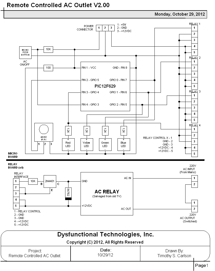 Dysfunctional Technologies: Remote Controlled AC Outlet (PIC12F629)