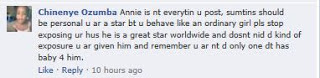 Fans blast Annie Idibia over facebook post