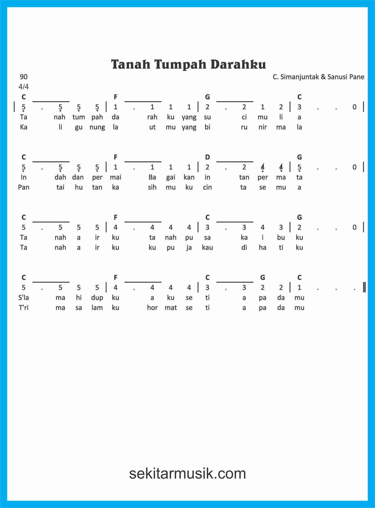 Lagu Tanah Airku Ciptaan / Lirik Lagu Tanah Airku Karya